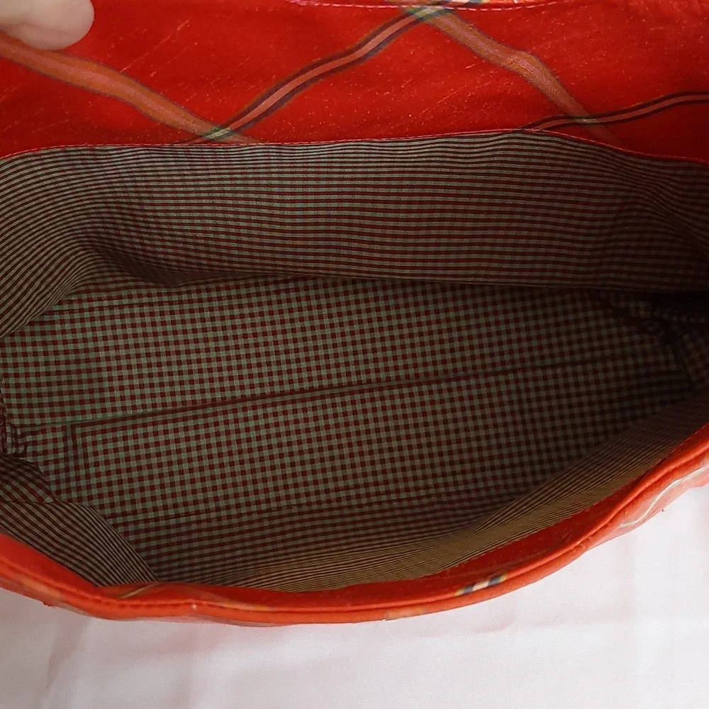 Sonja Benson Plaid Preppy Hobo Shoulder Bag EUC